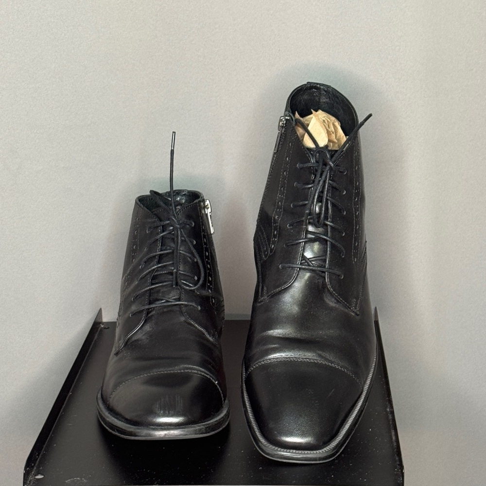 Johnston & Murphy Black Leather Men's Ankle Boots Size 11.5 - Picture 2 of 10